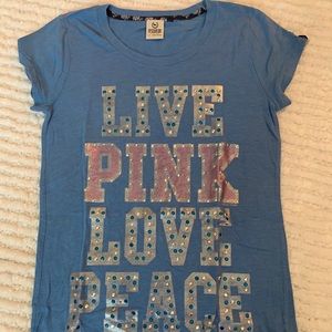 Pink “live pink love peace” shirt